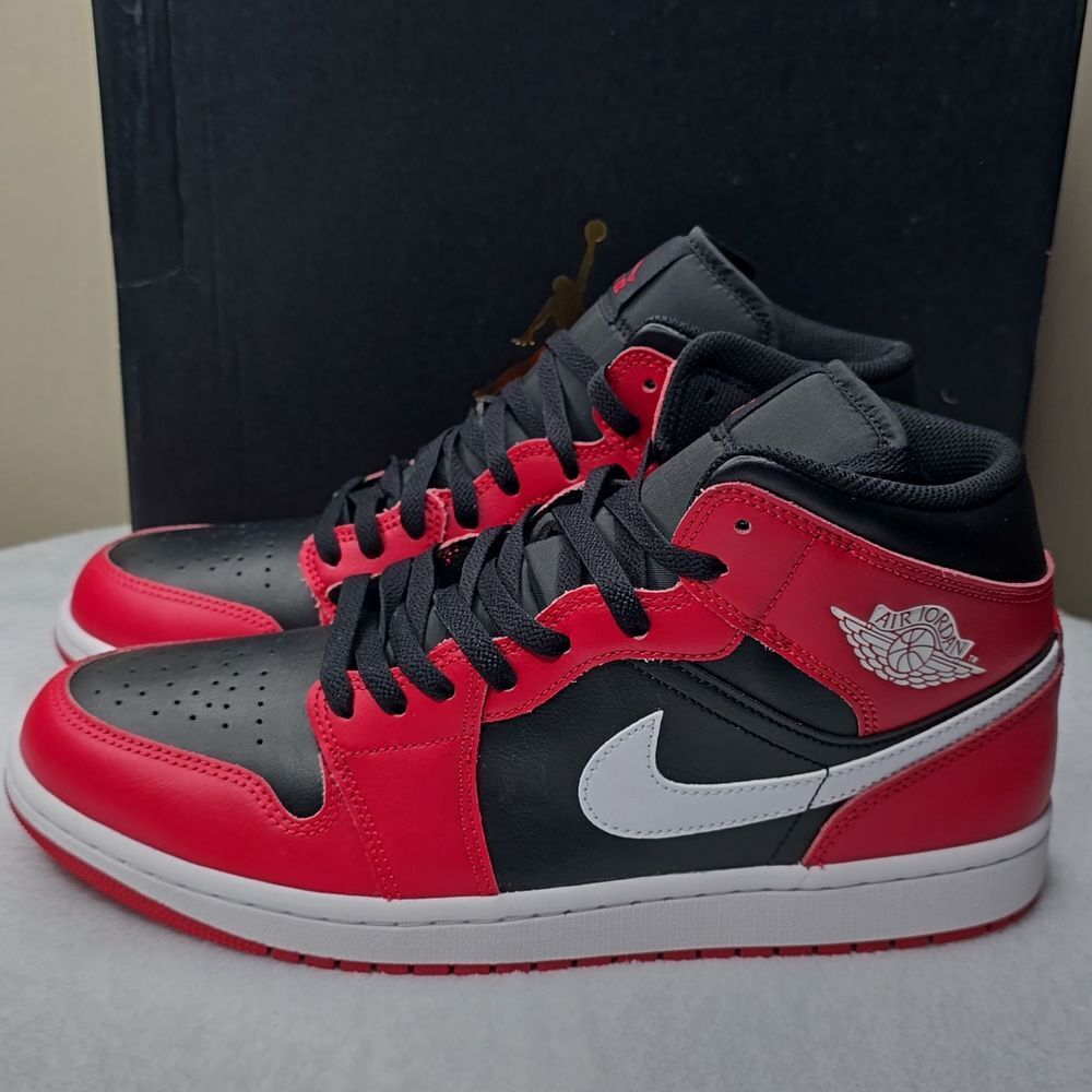 NIB Men's Air Jordan 1 Mid Color: Black/Gym Red/ White Sz 11 - Picture 5 of 13